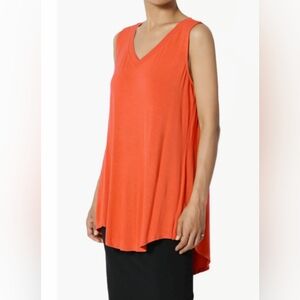 Cable & Gauge Vibrant Orange Tunic With Button Gather Back Detail Size M/L